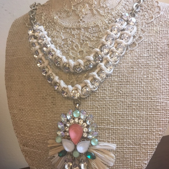 Anthropologie Raffia rope jewel necklace - Picture 3 of 5